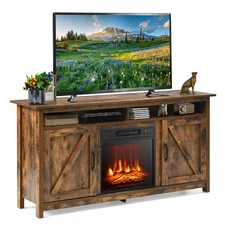 Costway 60" Industrial Fireplace TV Stand W/18" 1400W Electric Fireplace