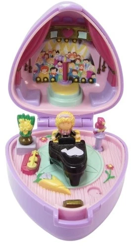 1991 Polly Pocket COMPLETE Perfect Piano Recital Ring & Ring Case Bluebird Toys