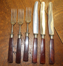 3 Knives, 3 Forks - Celluloid Handle - 23.3 +22.4cm Long - Solingen Rostfrei