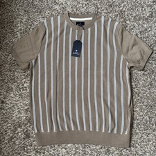 Ben Sherman Mens Knitted Timberwolf Pullover Polo, Large, NWT