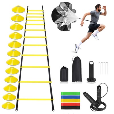 Agility Ladder, Speed Training Equipment Set, 20ft 12-Step Agility Ladder wit...