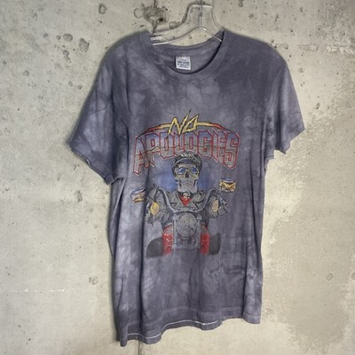 Vintage  No Apologies  Skeleton Biker Rider T Shirt Purple Tie Dye Size Large
