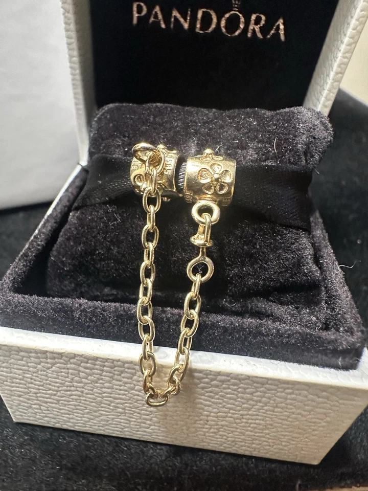 Pandora Ale 14K Oro Amarillo Flor Margarita Cadena Seguridad Dije Foto 4 de 4