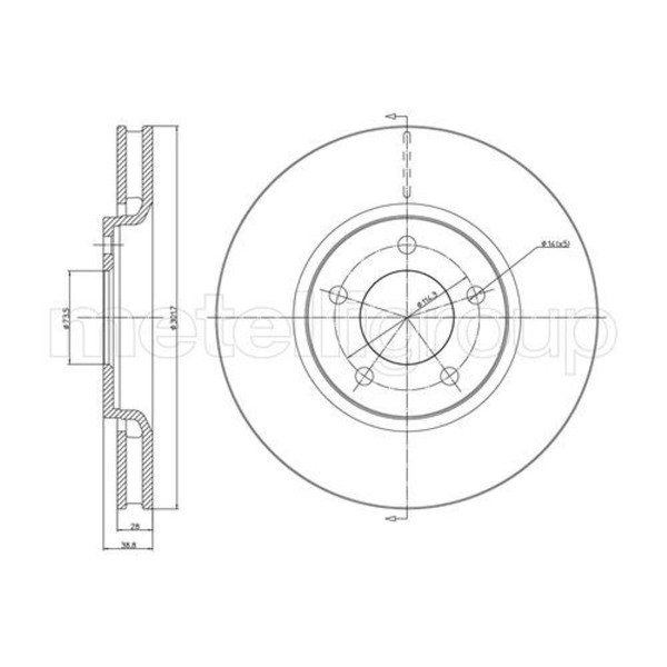 Metelli 2X Bremsscheibe Vorne Ø302 Mm BelüFtet FüR Chrysler Voyager Iv Rg 2.8-image