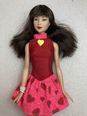 Barbie Fashionistas Ruby Red Lip Redress Hearts #19 Doll 2015 Mattel DGY61 Asian