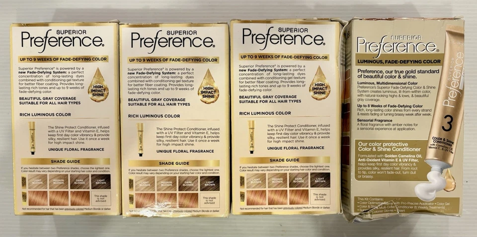 L'Oreal Paris Preferencia Superior Desvanecimiento-Desafiante + Brillo Color de Cabello 9GR LOTE DE 4 Foto 3 de 4