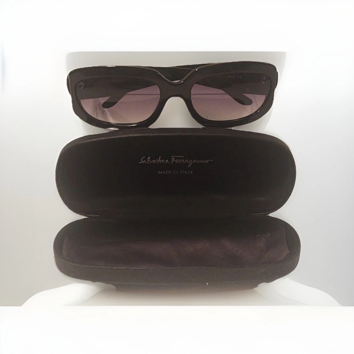Salvatore Ferragamo Black Oval Sunglasses Italy Designer Y2K Slim Frame Oval frame sunglasses - Women | Ferragamo main image 2