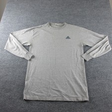 VINTAGE Adidas Shirt Men M Gray Long Sleeve Small Logo Crewneck Tee Made USA 90s