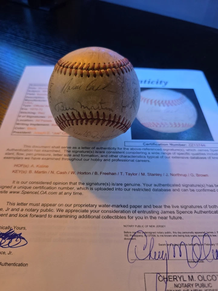 1972 Detroit Tigers Team Signed Baseball Kaline Billy Martin Cash Horton JSA LOA - Image 4 of 4