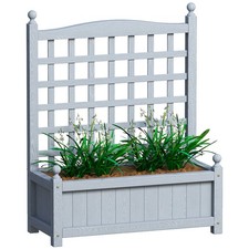 Outsunny Raised Garden Bed with Trellis Garden Planters Indoor Grey