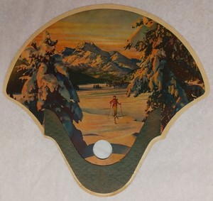 Vintage Ad Hand thumb-hole reinforced Fan - w/ Description of Fan