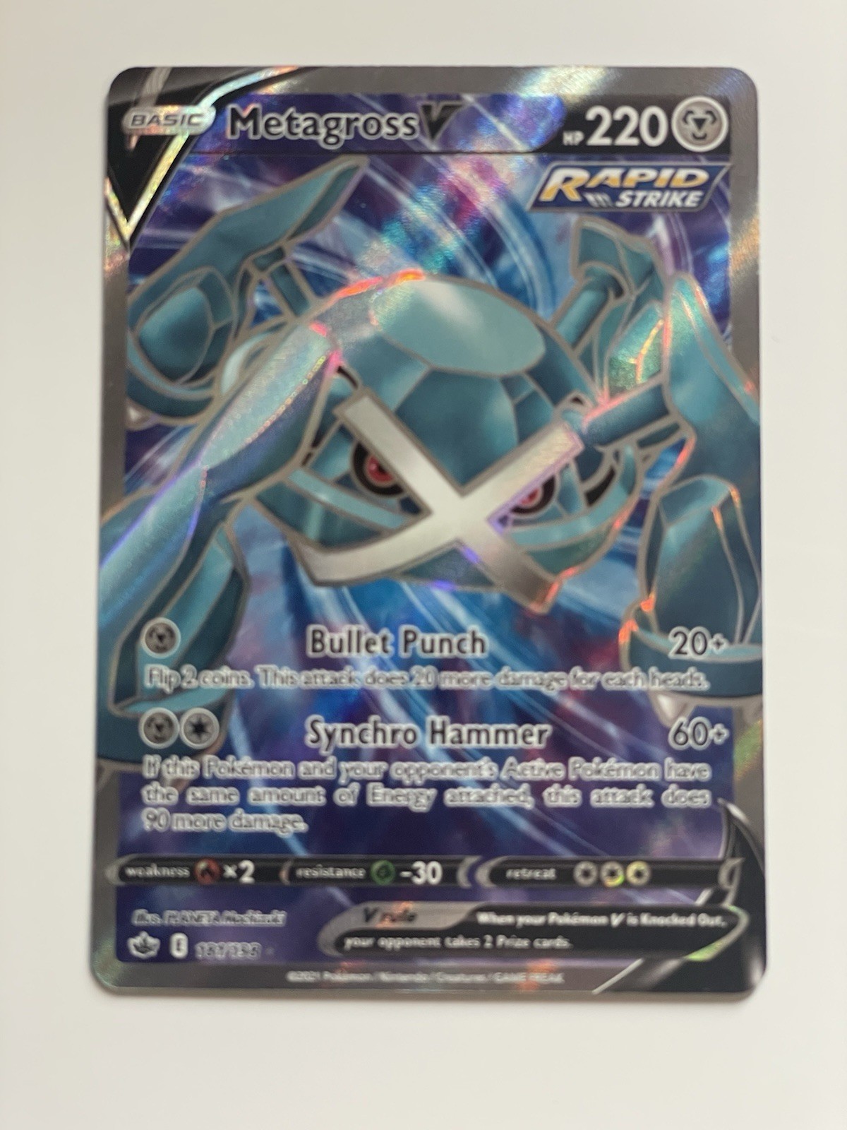 Metagross V (Full Art) 181/198 Swsh06: Sword & Shield Chilling Reign Ultra Rare