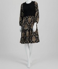 Signature by Robbie Bee Women Black Mixed-Media Fit-Flare Dress Petite Size: PS