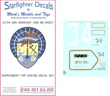 Starfighter Decals "Box Scale" U.S.S. ORISKANY CARRIER MARKINGS Add-On Sheet