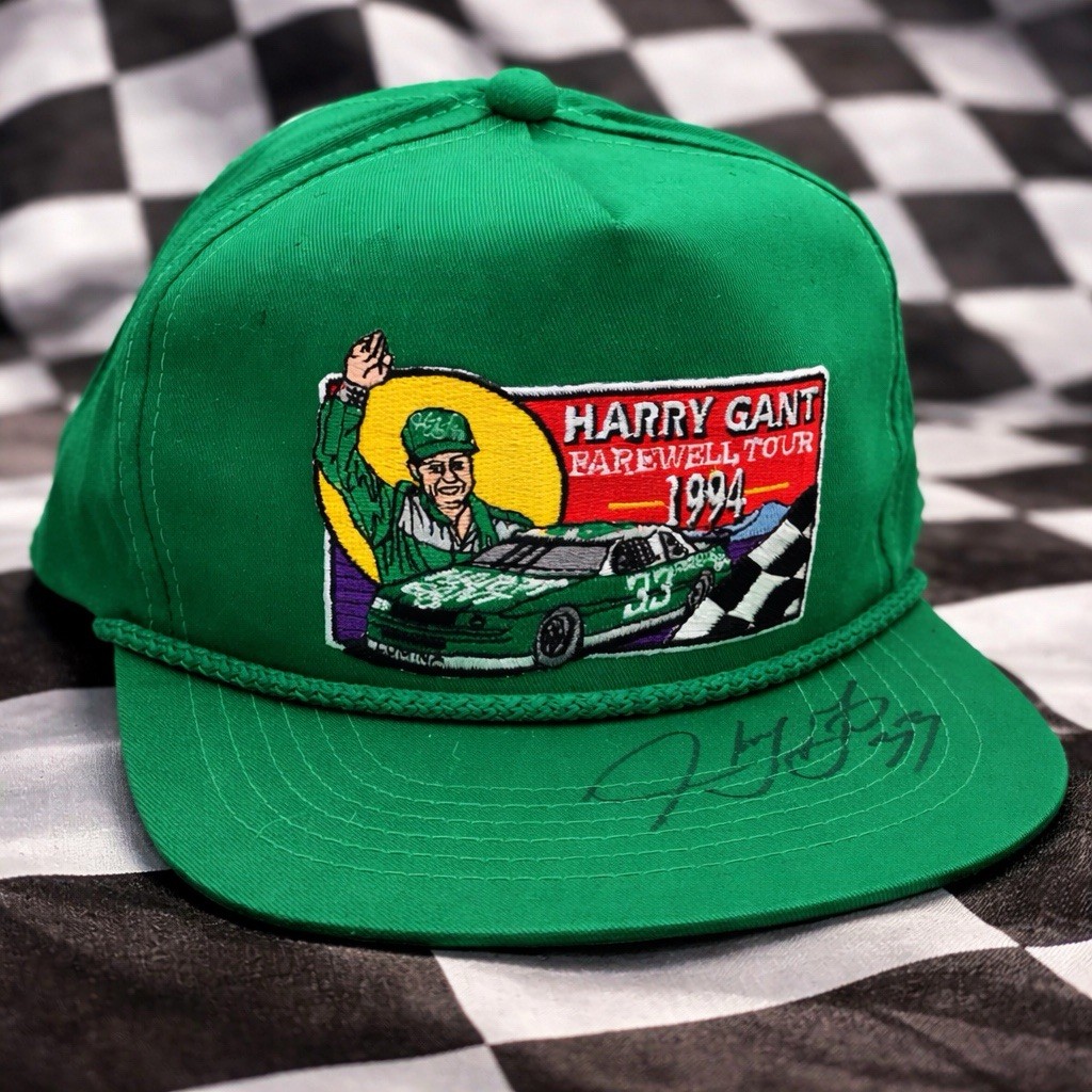 VTG Harry Gant #33 Logo Farewell Tour Racing Hat NASCAR Signed Autographed Cap