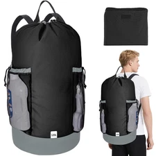 120L Laundry Backpack for Travel, Heavy Duty 900D Oxford Fabric w/ 2 Mesh Pocket