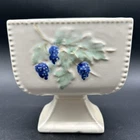 Vintage McCoy Pottery White Pedestal Square Planter Embossed Vine MCM Grapes