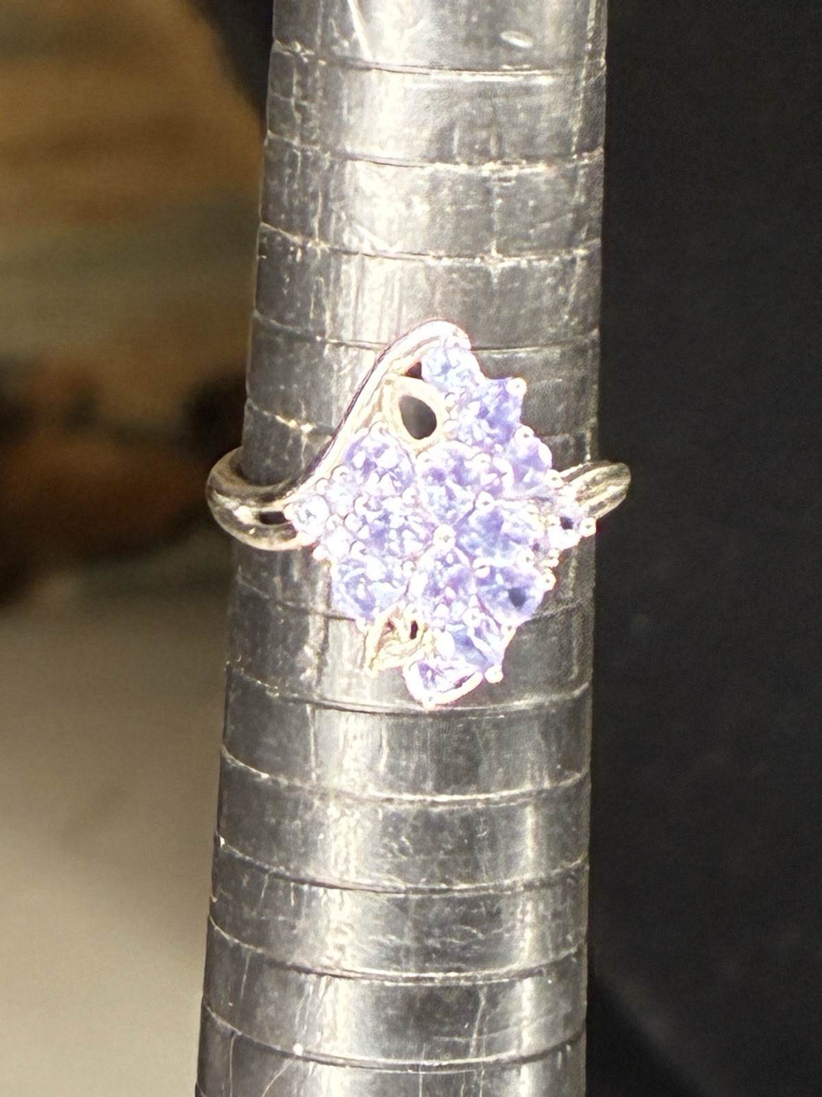 Vintage Sterling Silver Ring Missing Two Gem Ston… - image 2