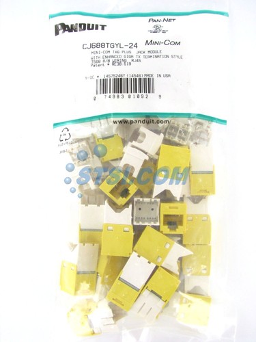 (24-PACK) Panduit CJ688TGYL-24 Cat6 Mini-Com Jack Module, Yellow GENIUNE ~STSI - Afbeelding 2 van 4