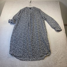 Attention Womens XL Black White Animal Print Long Sleeve Button Shirt Dress 2106