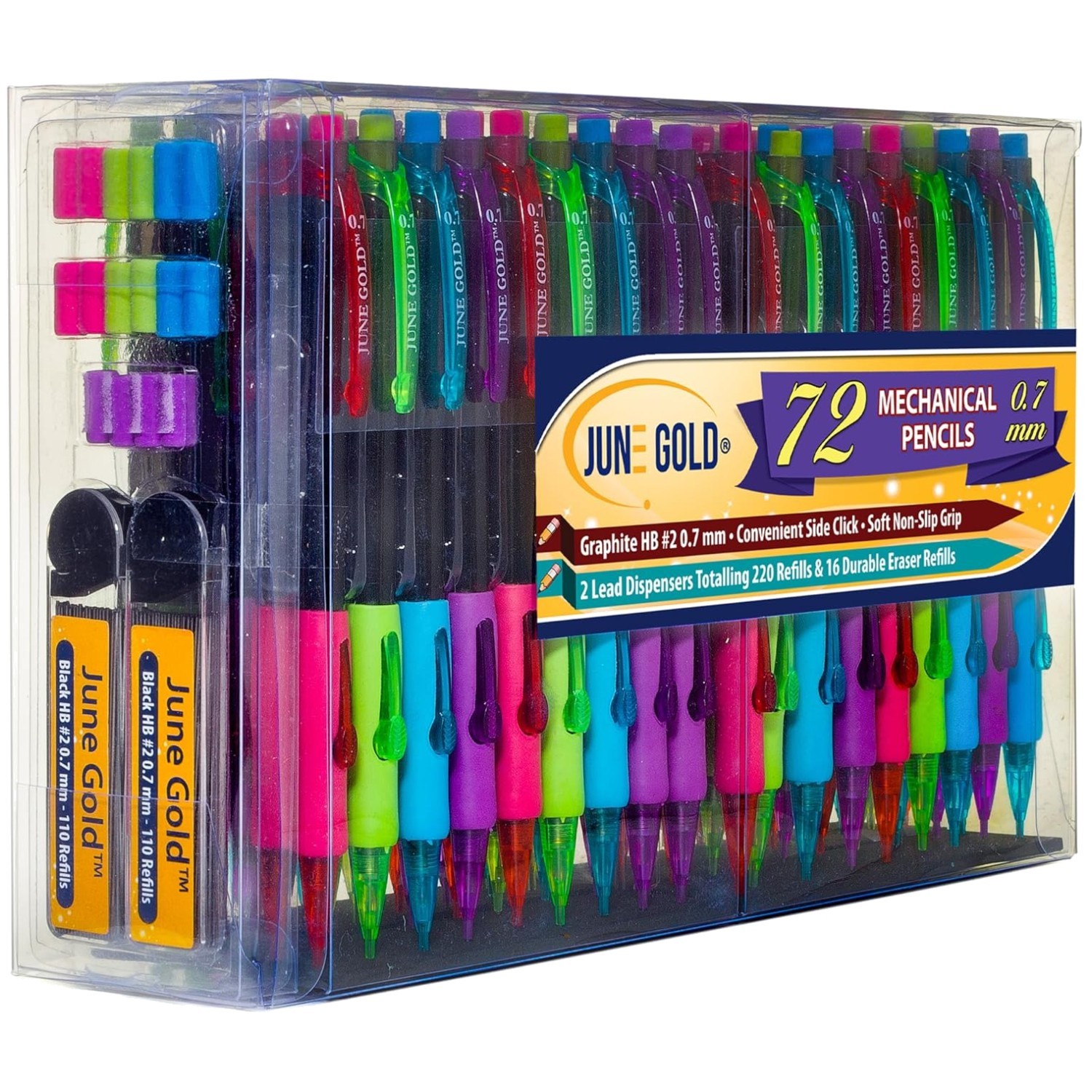 72 Mechanical Pencils, 0.7 mm HB Lead, 2 Dispenser