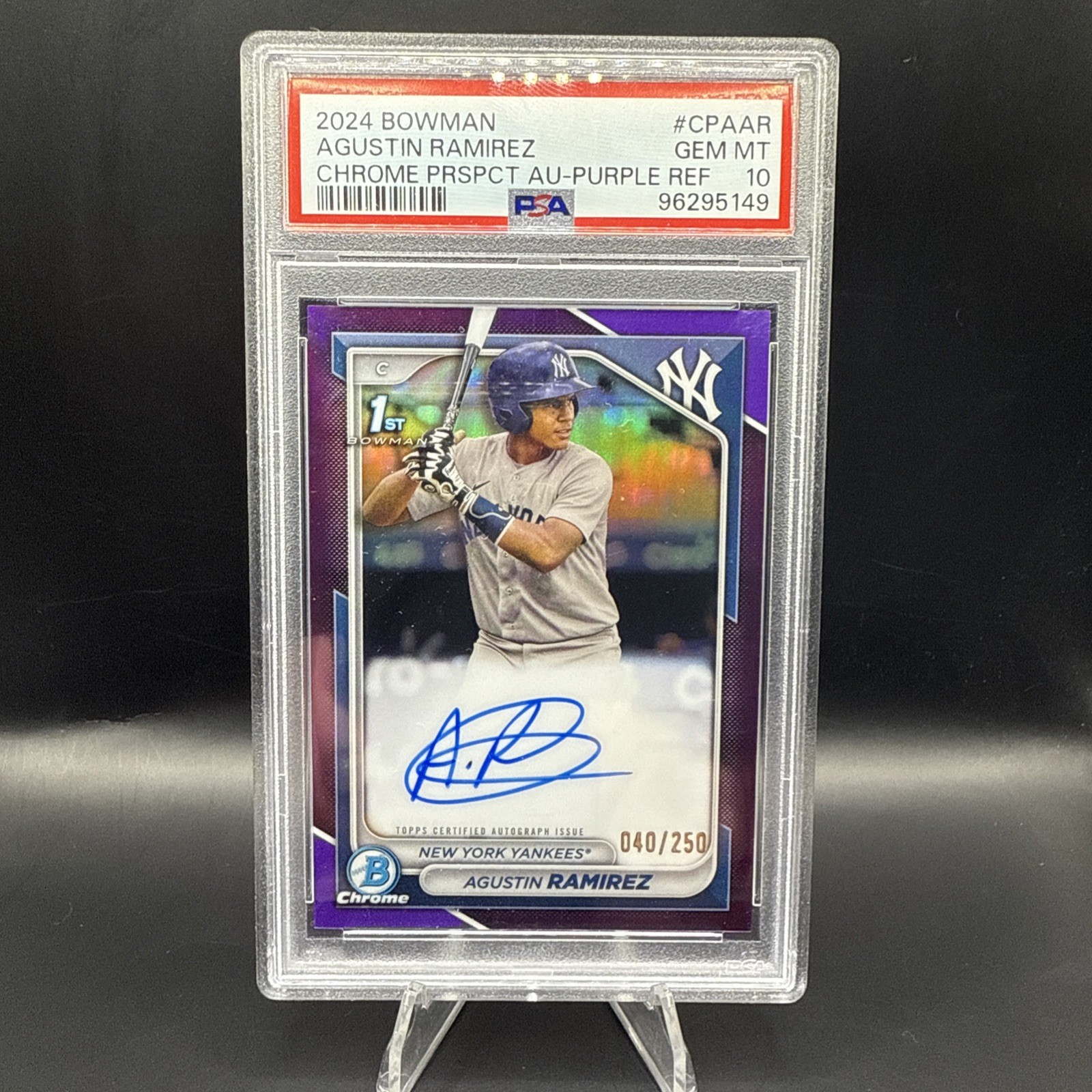 2024 Bowman Chrome Agustin Ramirez 1st Auto Purple Refractor /250 PSA 10