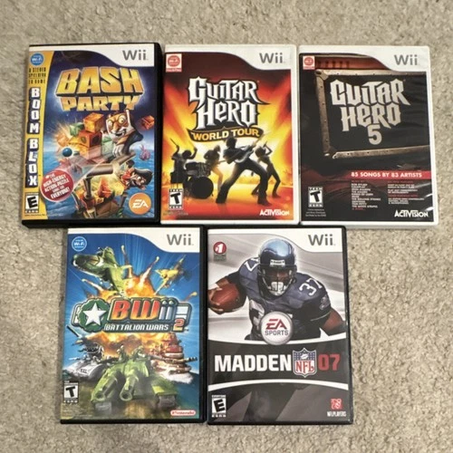 Nintendo Wii 5 Game Lot including Guitar Hero 5 and World Tour