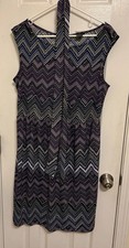 Ann Taylor Sleeveless Chevron Striped Dress Purple & black Size 10