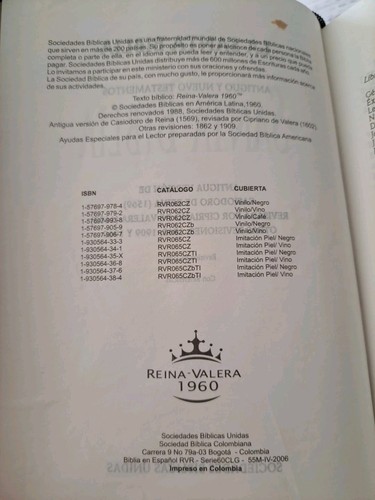 Santa Biblia Reina Valera 1960 Letra Grande Holy Bible Red Letter Spanish - Imagen 10 de 17