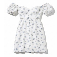 Reformation Emilia Floral Off Shoulder Mini Dress Puff Sleeve Sz 12 Cottagecore