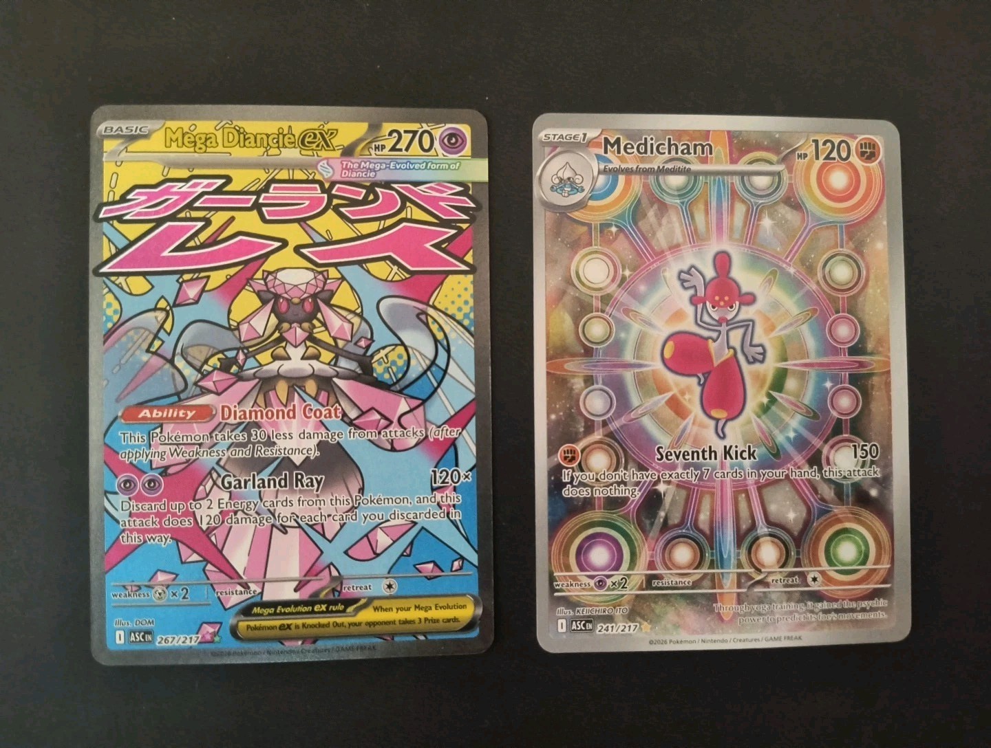 Mega Diancie Ex 267/217 & Medicham 241/217 Ascended Heroes NM