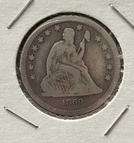1860-O Seated Liberty Quarter Fine Condition