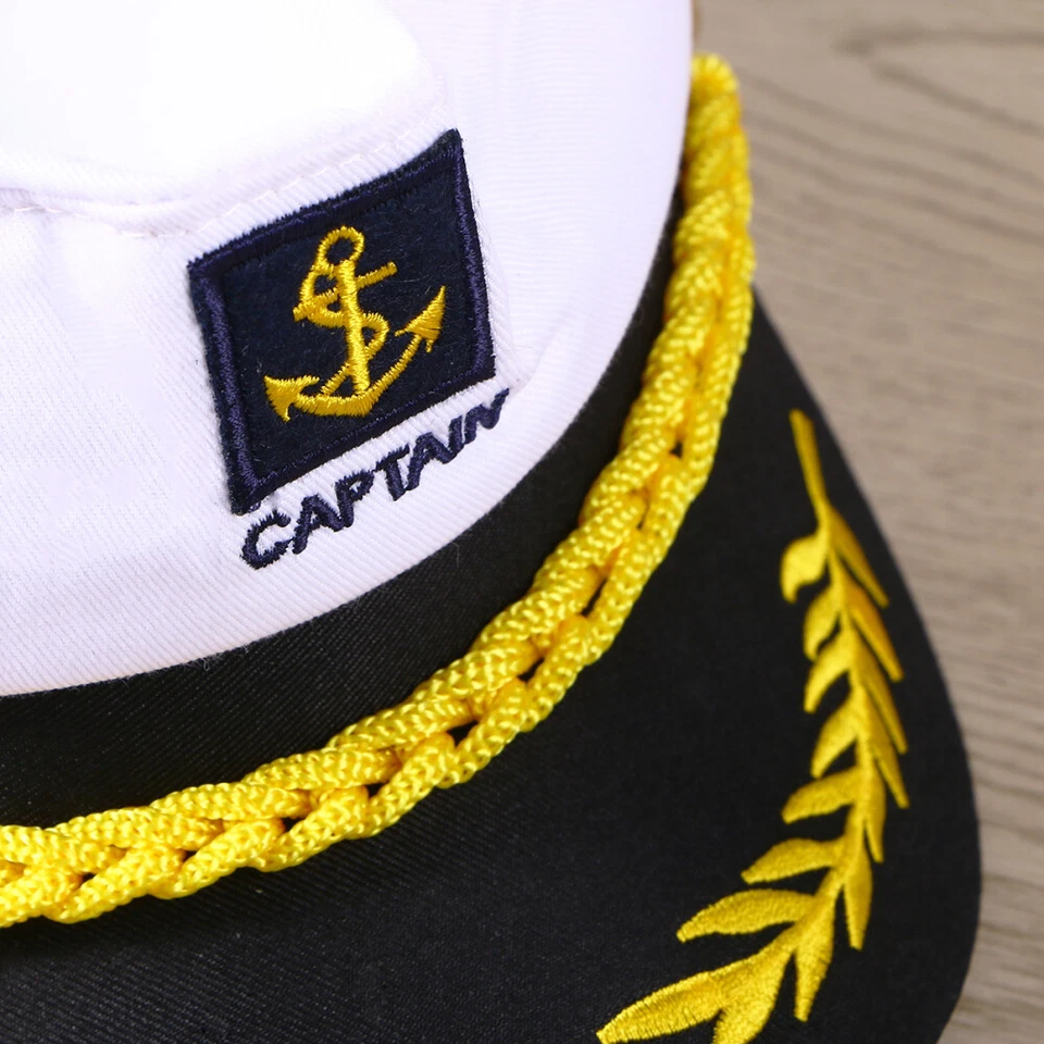 Captain Hat Marine Admiral Cap Boat Ship Hat Sailor Navy Men Costume Hat Admiral - Image 2 of 4