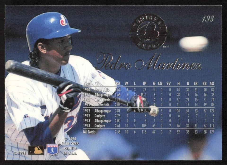 1994 Flair Pedro Martinez #193 Montreal Expos - Image 2 of 2