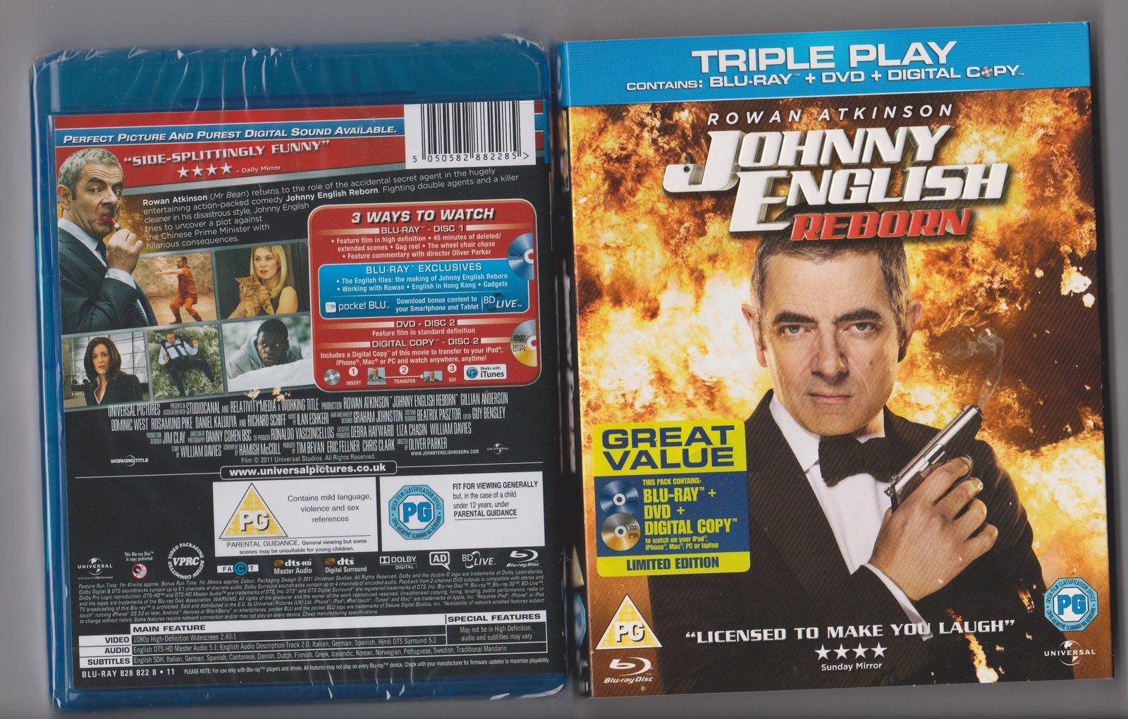 JOHNNY ENGLISH REBORN BLURAY / DVD SEALED ROWAN ATKINSON INCLUDES SLIPCASE