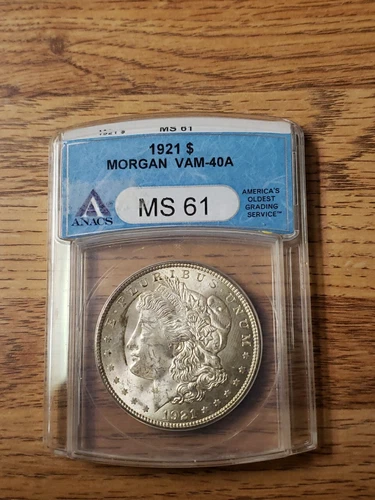 1921 Morgan Silver Dollar VAM-40A MS 61 ANACS Blue Label