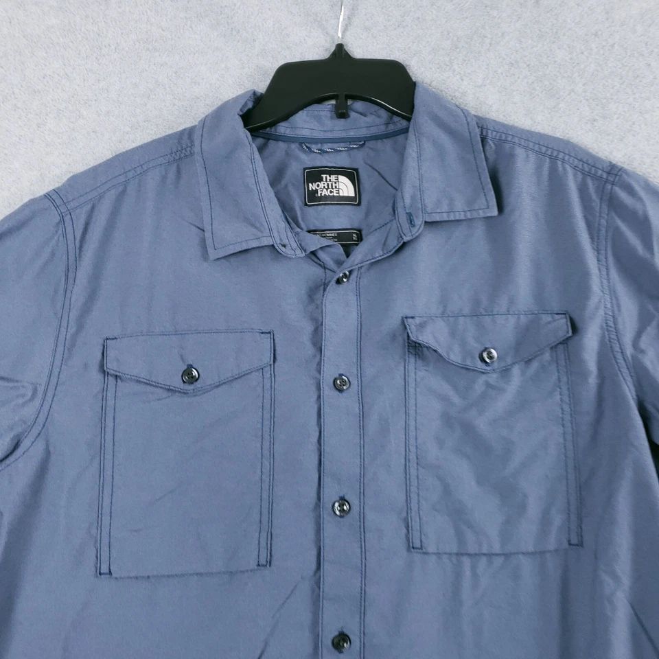 Camisa con botones The North Face para hombre talla XL azul manga corta camisa de nailon Foto 2 de 4