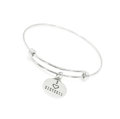 I Love CS Charm Bangle Bracelet, Binary Code, Comp SCI Major, Gift For Her