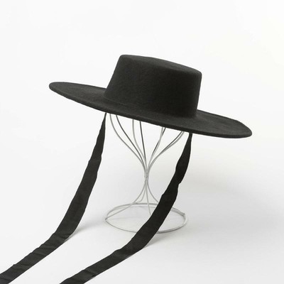 Wide Brim Felt Hat Flat Top Winter 