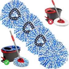 4 Pack Mop Replace Heads for O Cedar Rinse Clean 2 Tank System, Spin Mop