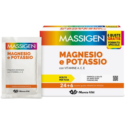 Magnesio E Potassio Massigen 24+6 Bustine - Foto 1 di 2