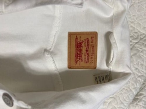 Levi Strauss Denim Jean XL Trucker White Womens Full Button Coat Jacket - Foto 3 di 5