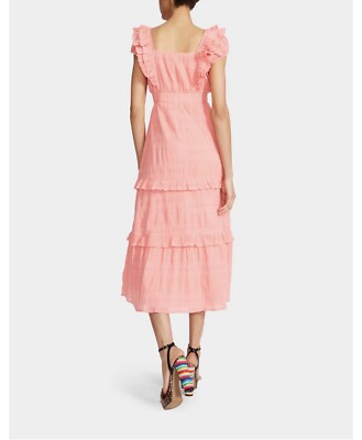 Betsey Johnson Womens Tiered Sleeveless Midi Dress - Pink - Medium Betsey Johnson Womens Tiered Sleeveless Midi Dress - Pink - Medium