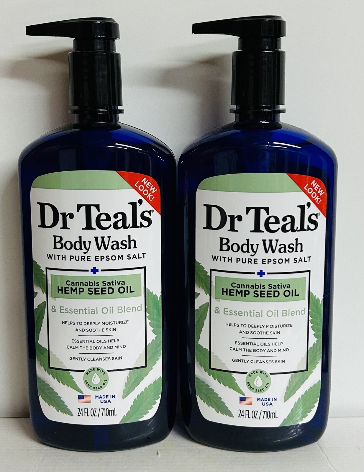 2Pack Dr. Teal’s Hemp Seed Oil Body Wash with Pure Epsom Sslt 24 fl