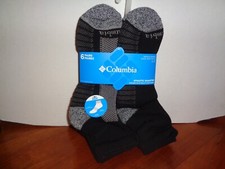 Columbia Men's Shoe Size 6-12 Black Athletic Quarter Socks 6 Pairs Arch Support
