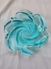 Vintage MCM FENTON Glass Textured Freeform Swirl Blue Nesting Ashtray Dish