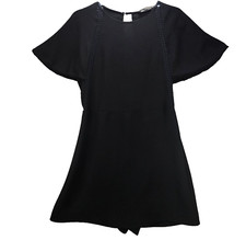 Zara Traufaluc Collection Keyhole Back Romper Womens Large Black Short Sleeve
