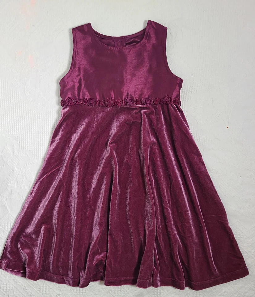 VESTIDO de fiesta bonito y suéter a juego para niñas talla 4T ~ rosetas en la cintura Foto 2 de 4