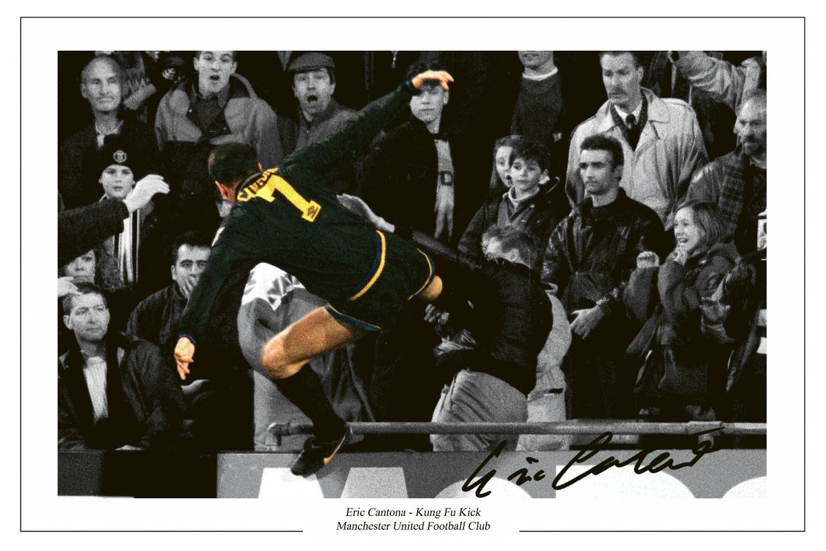 ERIC CANTONA KUNG FU KICK MANCHESTER UNITED SIGNED PHOTO