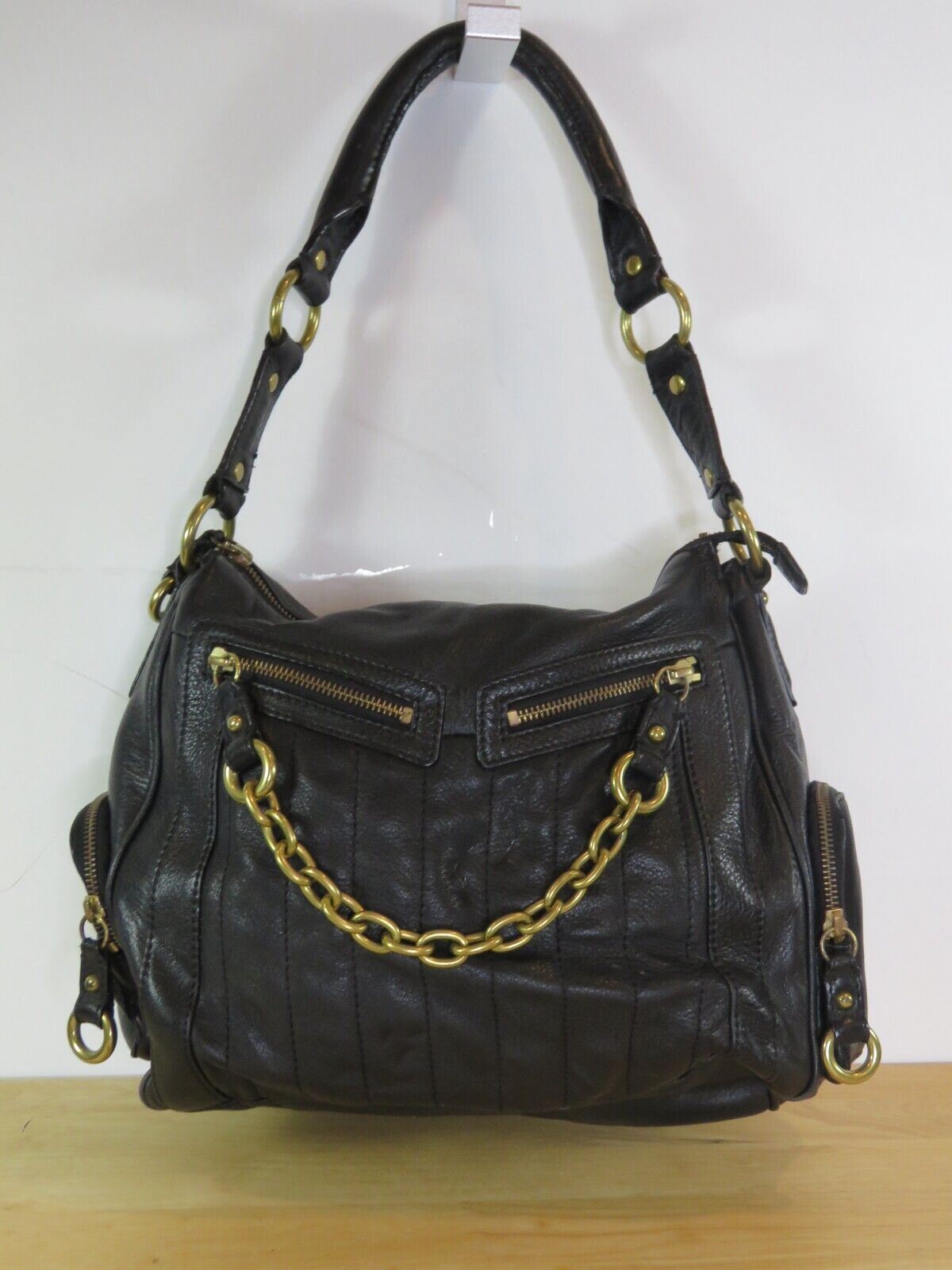 PONY BANANA REPUBLIC Borsa Nera Tasca Tote Pelle Organizer Borsa a tracolla Catena